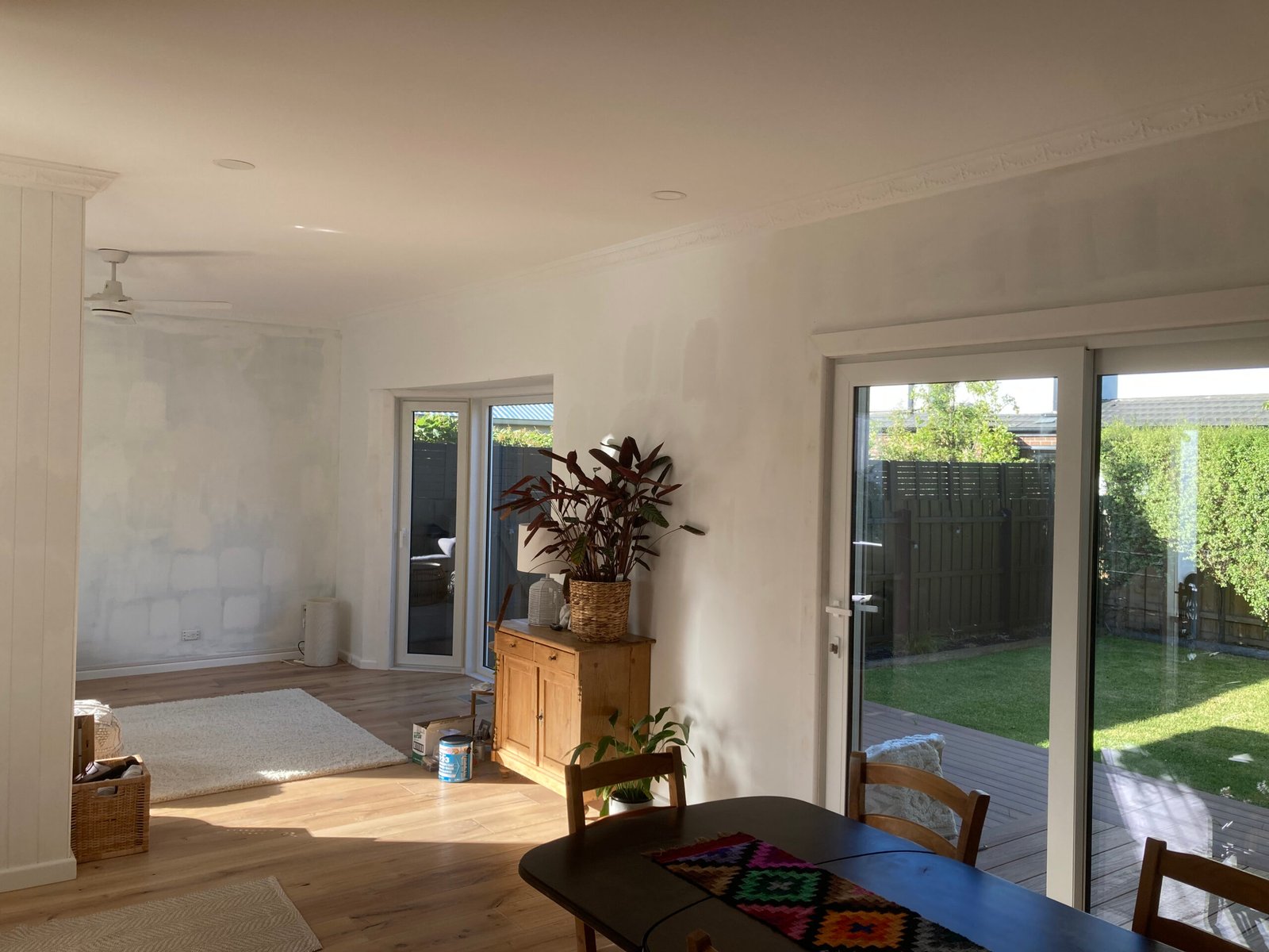 Parkdale project living room with dining room